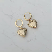 Load image into Gallery viewer, Vintage Heart Locket Huggies Earrings - Gold ver.