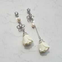 Load image into Gallery viewer, White Camelia Earrings
