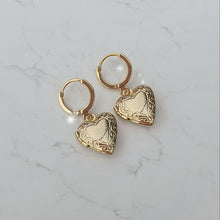 Load image into Gallery viewer, Vintage Heart Locket Huggies Earrings - Gold ver.