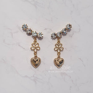 Flower Heart Wing Earrings