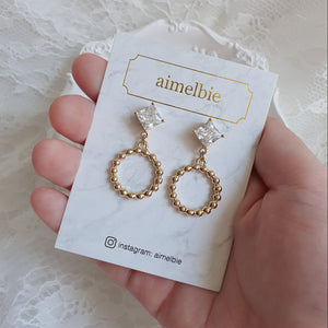 Diamond and Gold Ring Earrings (STAYC Isa, fromis_9 Chaeyoung Earrings)