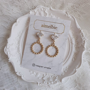 Diamond and Gold Ring Earrings (STAYC Isa, fromis_9 Chaeyoung Earrings)