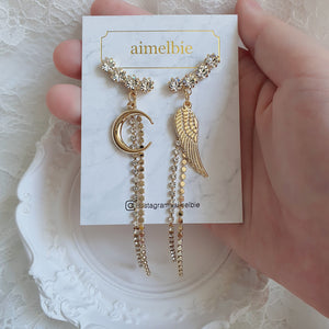 Moon Angel Earrings - Gold