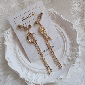 Moon Angel Earrings - Gold