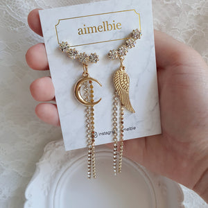 Moon Angel Earrings - Gold
