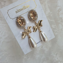 Load image into Gallery viewer, [IVE Leeseo, SNSD Tiffany Earrings) Golden Shadow and Ribbon Earrings