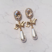 Load image into Gallery viewer, [IVE Leeseo, SNSD Tiffany Earrings) Golden Shadow and Ribbon Earrings