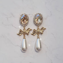 Load image into Gallery viewer, [IVE Leeseo, SNSD Tiffany Earrings) Golden Shadow and Ribbon Earrings
