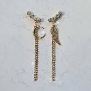 Moon Angel Earrings - Gold
