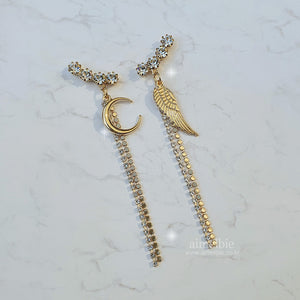 Moon Angel Earrings - Gold