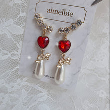 Load image into Gallery viewer, Red Heart Love Wing Earrings