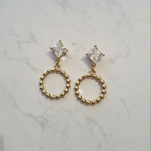 Diamond and Gold Ring Earrings (STAYC Isa, fromis_9 Chaeyoung Earrings)