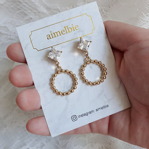 Diamond and Gold Ring Earrings (STAYC Isa, fromis_9 Chaeyoung Earrings)