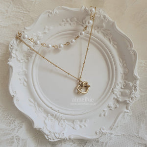 Pretzel Layered Pearl Choker Necklace - Gold ver. (Red Velvet Joy Necklace)