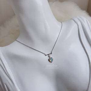 Opal Mint Heart Necklace