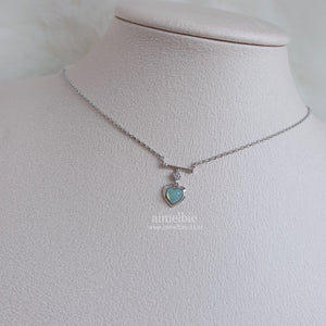 Opal Mint Heart Necklace