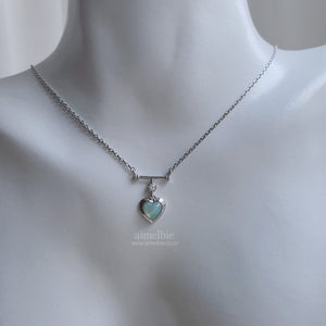 Opal Mint Heart Necklace