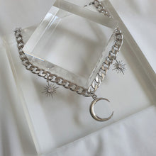 Load image into Gallery viewer, Moon and Star Bold Chain Choker - Silver (Kep1er Xiaoting Necklace)