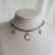 Load image into Gallery viewer, Moon and Star Bold Chain Choker - Silver (Kep1er Xiaoting Necklace)