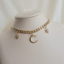 Load image into Gallery viewer, Moon and Star Bold Chain Choker - Gold (Woo!ah! Nana, Lucy Necklace)