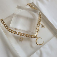 Load image into Gallery viewer, Moon and Star Bold Chain Choker - Gold (Woo!ah! Nana, Lucy Necklace)