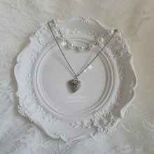 Load image into Gallery viewer, Heart Locket Layered Pearl Choker Necklace - Silver ver.