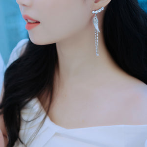 Moon Angel Earrings - Silver
