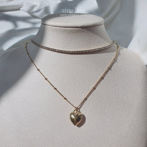 Modern Heart Layered Necklace - Gold (VIVIZ Sinb, Oh My Girl YooA, STAYC Seeun Necklace)