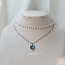 Load image into Gallery viewer, Blue Crystal Heart Layered Necklace