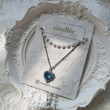 Load image into Gallery viewer, Blue Crystal Heart Layered Necklace