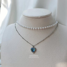Load image into Gallery viewer, Blue Crystal Heart Layered Necklace