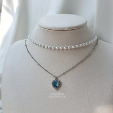 Load image into Gallery viewer, Blue Crystal Heart Layered Necklace (Lovelyz Kei Necklace)