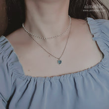 Load image into Gallery viewer, Blue Crystal Heart Layered Necklace