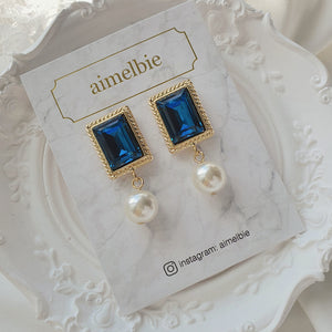 Antique Square Earrings - Blue