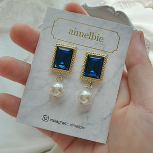 Antique Square Earrings - Blue