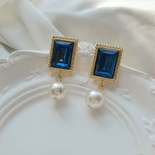 Load image into Gallery viewer, Antique Square Earrings - Blue
