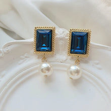 Load image into Gallery viewer, Antique Square Earrings - Blue