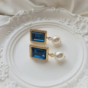 Antique Square Earrings - Blue