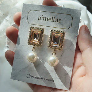 Antique Square Earrings - Peach