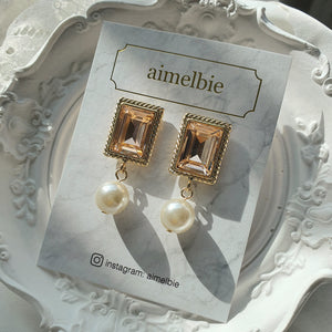 Antique Square Earrings - Peach