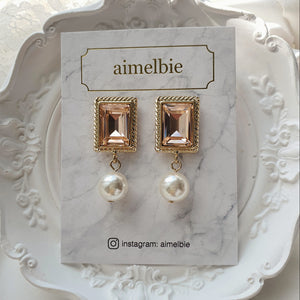 Antique Square Earrings - Peach