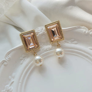 Antique Square Earrings - Peach
