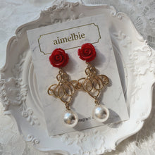 Load image into Gallery viewer, Red Rose Romance Earrings