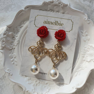 Red Rose Romance Earrings