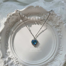 Load image into Gallery viewer, Blue Crystal Heart Layered Necklace