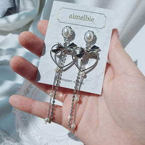 Sweet Heart Earrings (Longdrop ver.) - Silver