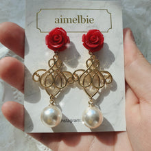Load image into Gallery viewer, Red Rose Romance Earrings