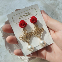Load image into Gallery viewer, Red Rose Romance Earrings