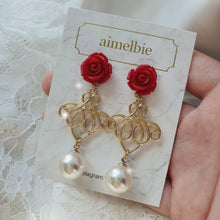Load image into Gallery viewer, Red Rose Romance Earrings