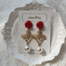 Load image into Gallery viewer, Red Rose Romance Earrings